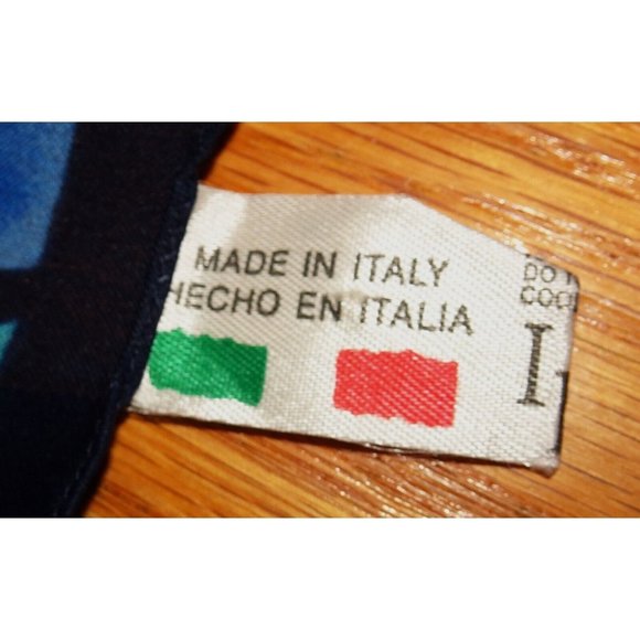 Vintage Blue & Yellow Long Floral Scarf made in Italy boho head wrap neck scarve - Picture 10 of 14